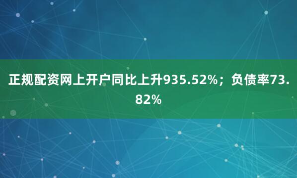 正规配资网上开户同比上升935.52%；负债率73.82%